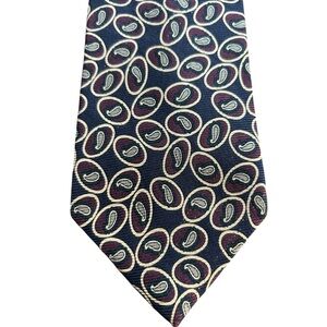 Chaps Paisley Tie Burgundy Navy Preppy Classic